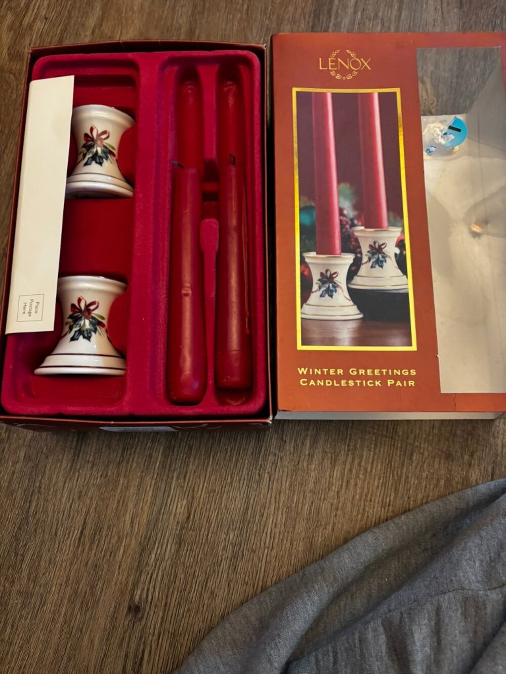 Lenox Winter Greetings Catherine McLung Pair Candlestick w/tapers MIB Candle